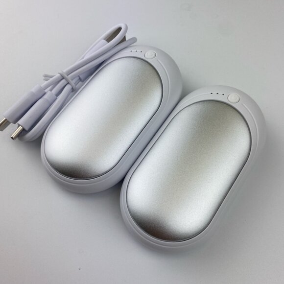 Brand New 6000mAh Rechargeable 2-in-1 Hand Warmer with 3 Heat Levels, Silver - Picture 1 of 11